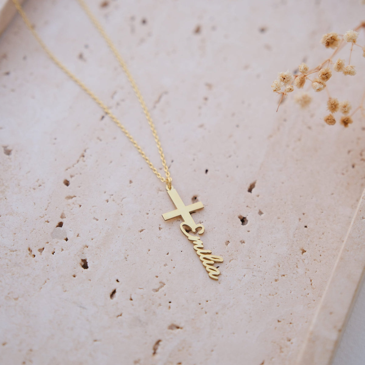 585er Gold Namenskette - Variante Kreuz - OTANTO