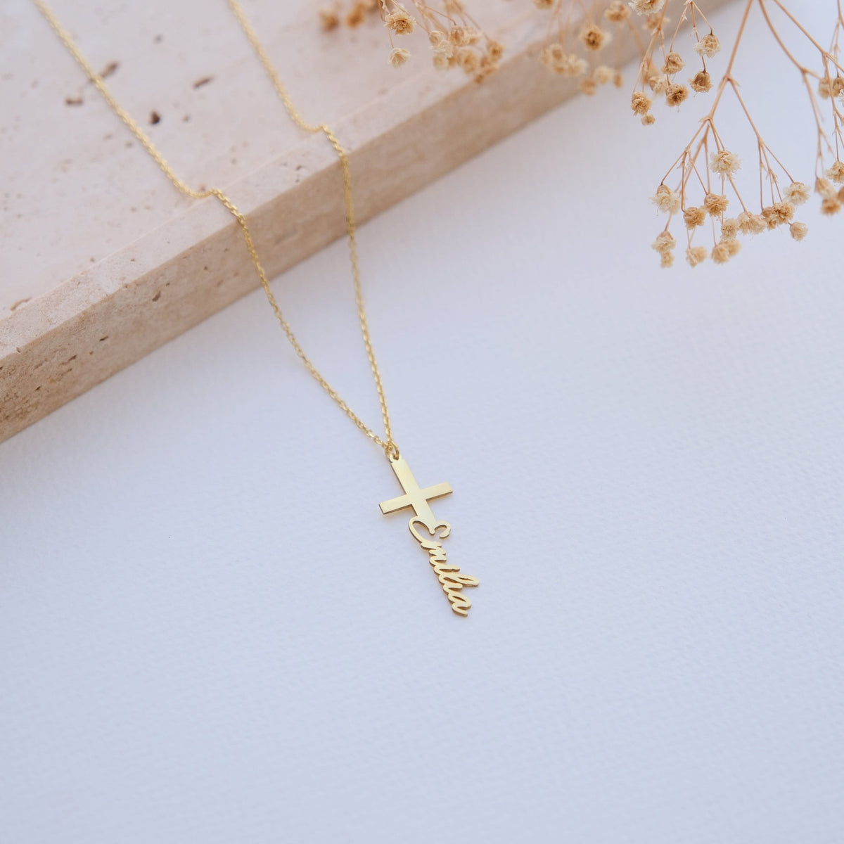 585er Gold Namenskette - Variante Kreuz - OTANTO