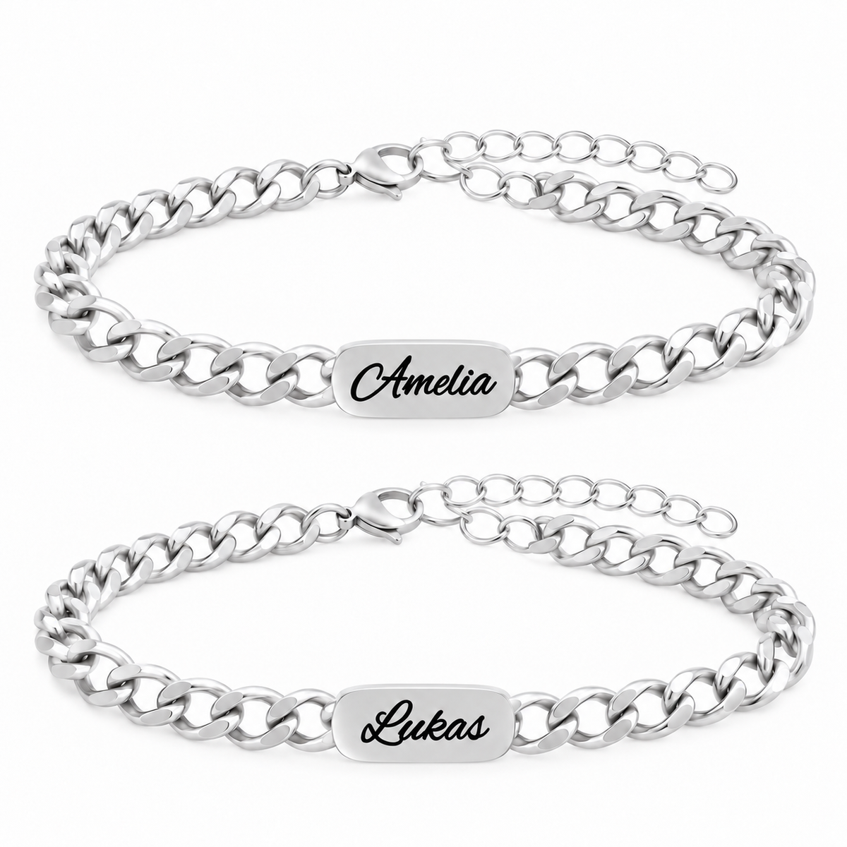 Pulsera de pareja cubana con grabado