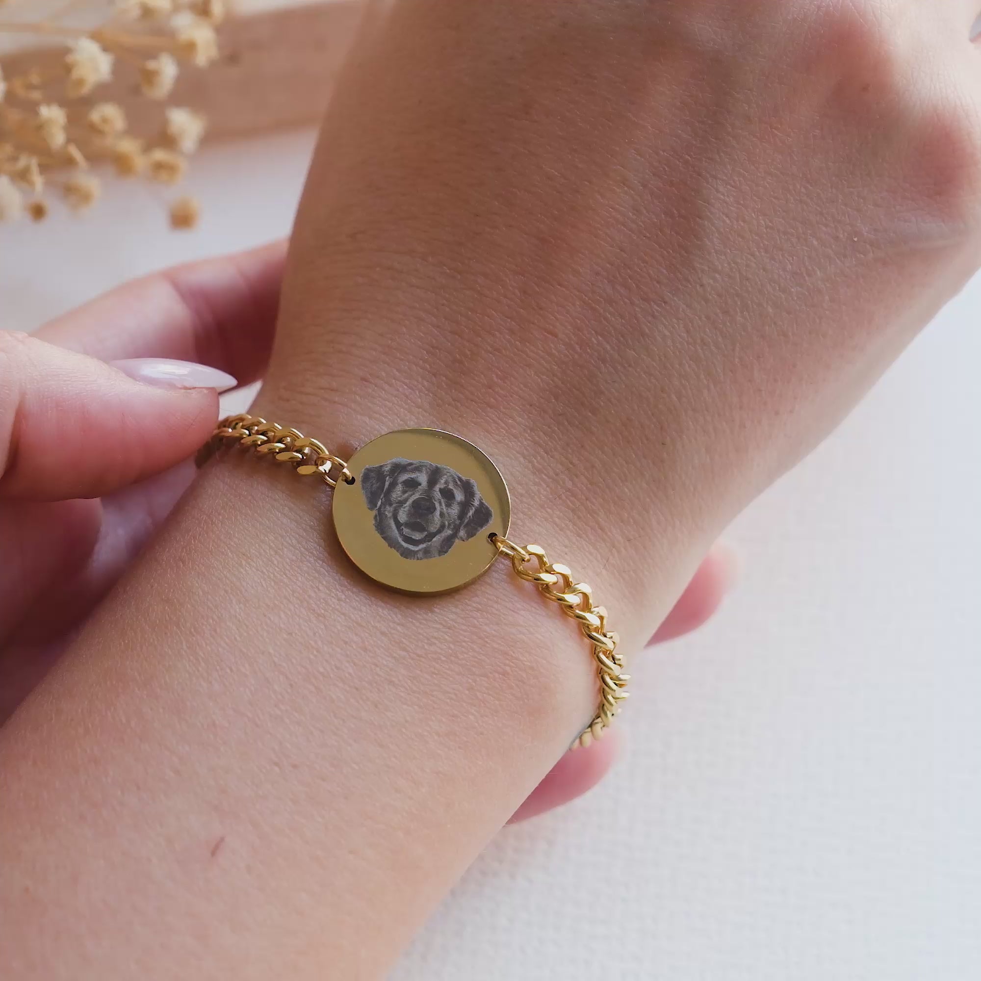 Pulsera con grabado fotográfico para mascotas para damas